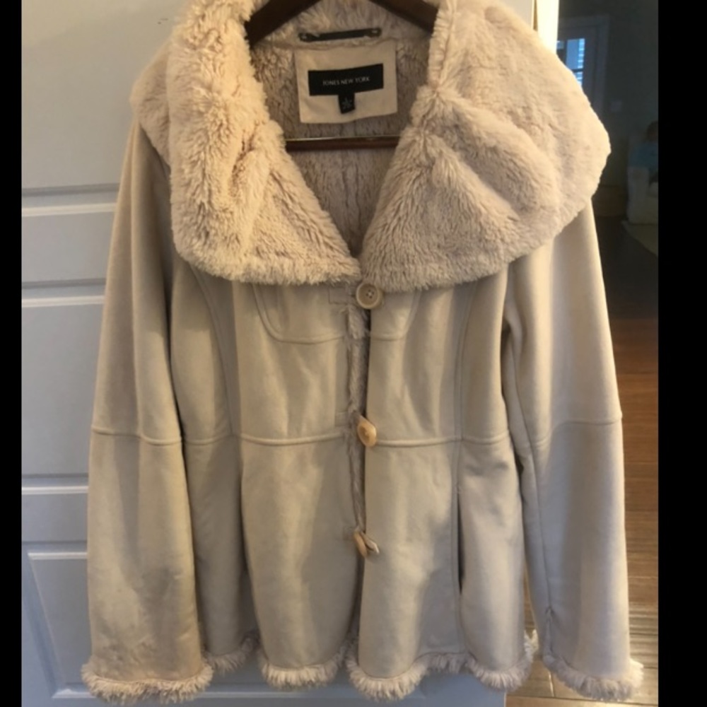 Jones New York Sherpa Faux Suede Coat